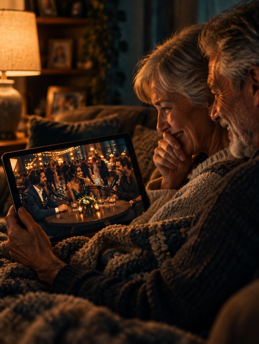 Grandparents watching the event live at home